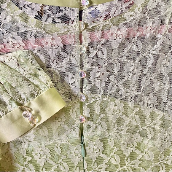 Vintage 60s light green lace dress - Picture 5 of 6
